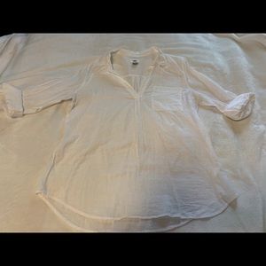 Long sleeve, white linen blouse